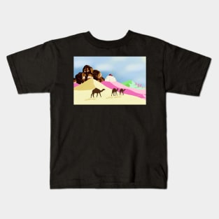 Camels in the Dessert Desert Kids T-Shirt